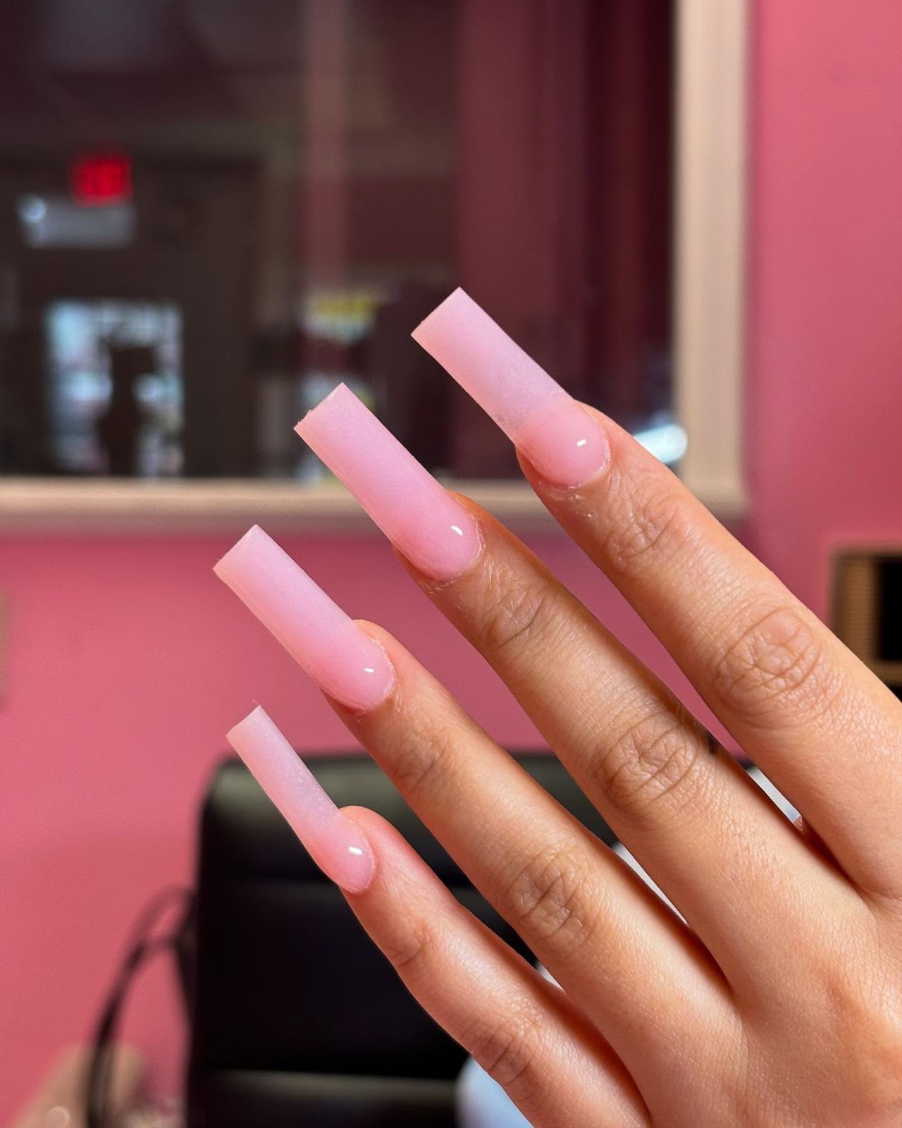 Long square pink ombre set