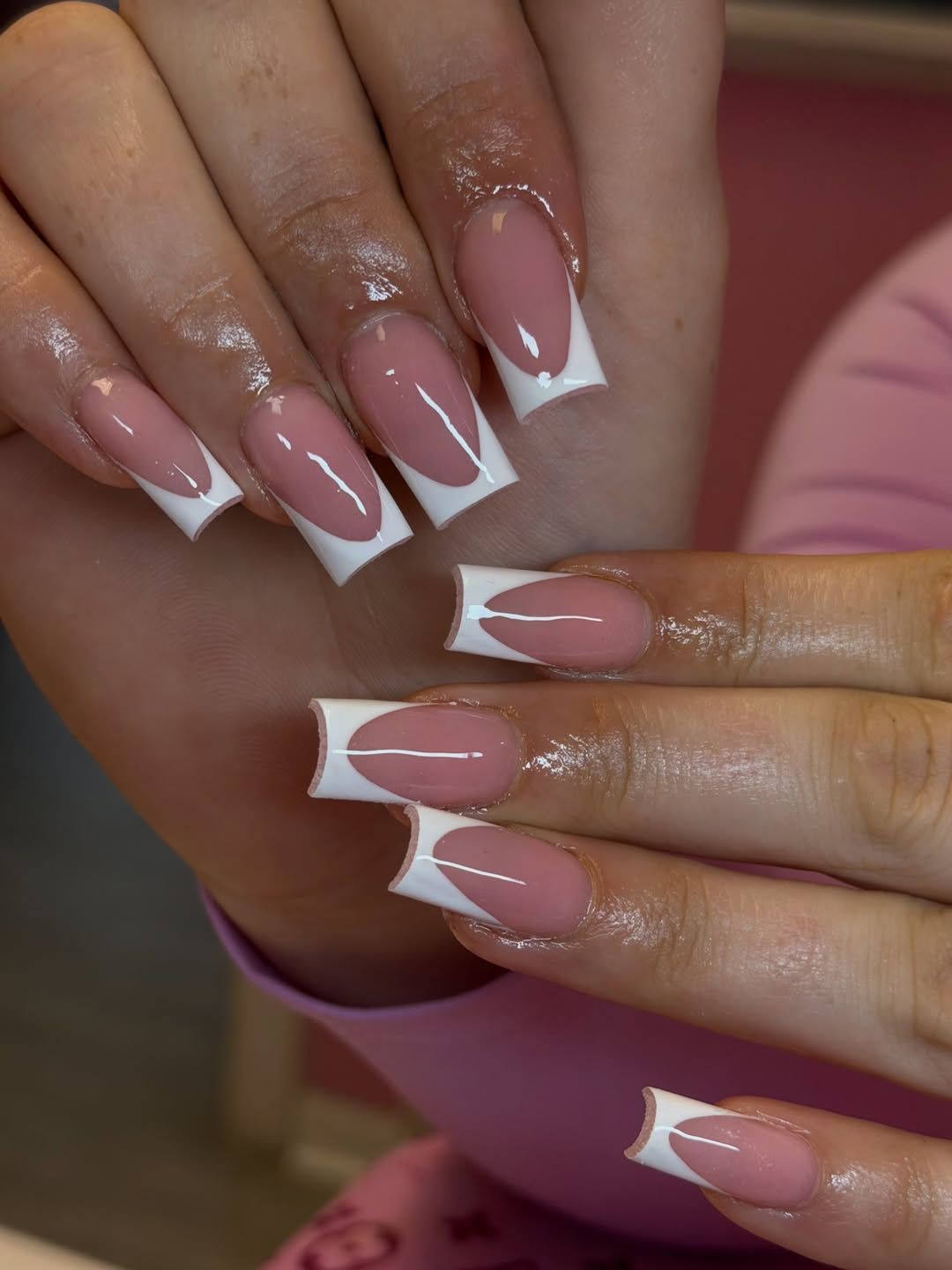 Classic square set with crisp white French tips